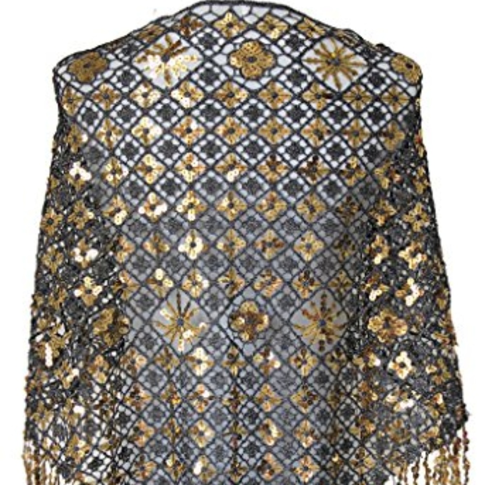 Triangle Ruffle Sequins Wedding/Evening Shawl - Picture 4 of 4